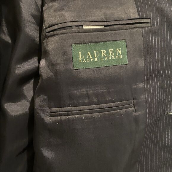 Ralph Lauren LRL Suit Jacket 44L Blue Pinstripe 100% Wool Blazer Sports Coat - Picture 2 of 14